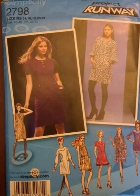 Simplicity Project Runway Sew Pattern 2798 Misses Petite Dress Size 14-22 UNCUT - Image 1 of 4
