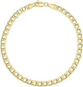 Floreo 10k Yellow Gold 4mm Hollow Cuban Curb Bracelet or Anklet - Picture 1 of 17