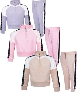 Neu Kinder Jungen Mädchen Unisex Reißverschluss Kragen Sweatshirt Velours Jogginghose Trainingsanzug - Bild 1 von 25