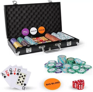 Texas Holdem Poker Set with Deluxe Aluminium Case 300 Piece Pro - Picture 1 of 3