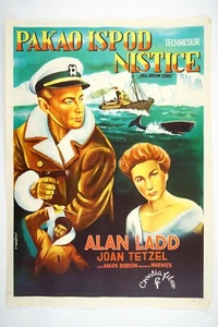 HELL BELOW ZERO 19x27 Original RARE exYU movie poster 1954 ALAN LADD MARK ROBSON - Picture 1 of 13
