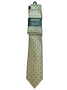 Remus Uomo Mens Tie & Pocket Square Set Light Green - Picture 1 of 1