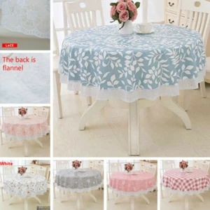 Blumen Spitze Runde Tischdecke PVC Tischtuch Wasserfest Esstisch Heim Dekor - Picture 1 of 16