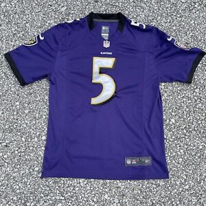 Nike Joe Flacco Jersey Mens Large Purple Baltimore Ravens 5 NFL On Field Shirt