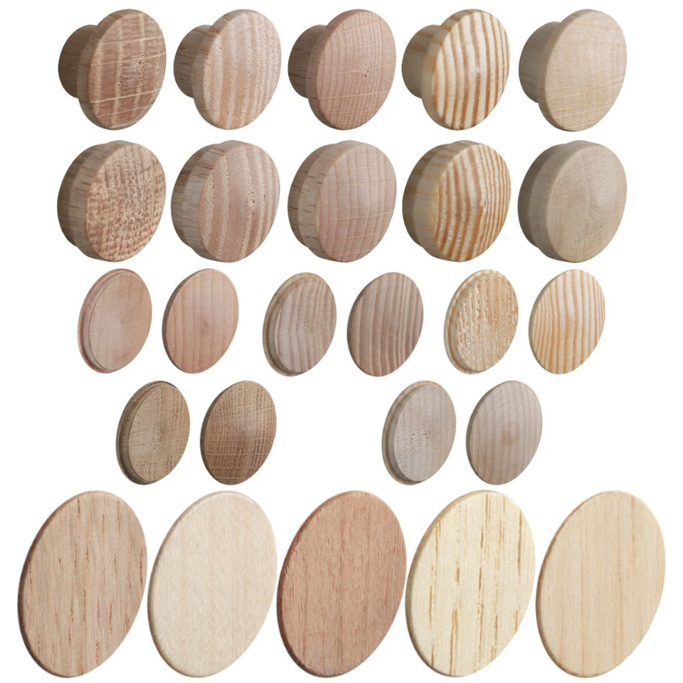 4x wood cover cap screw hole plug wooden low press fit in solid natural real — 第 1/1 张图片