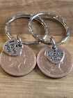 37th Wedding Anniversary Polished 1987 Coins & Charms On Keyrings In Gift Bag x2