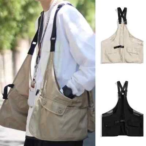 Gilet estivo unisex cinghie regolabili multi tasche grandi petto borsa hip-hop - Foto 1 di 14