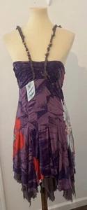 Free People Feen Kleid asymmetrisch Boho lila Patchwork Hippie Y2K 90 Gr. MED - Bild 1 von 12