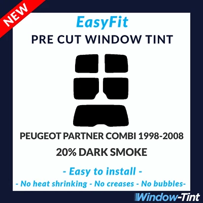 EasyFit Static Pre Cut Tint For Peugeot Partner Combi 98-08 - 20% Dark Rear - Image 1 of 3