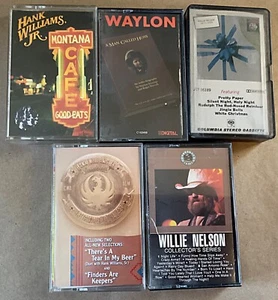 5 Country Music Cassettes ~Hank Williams Jr, ~ Waylon Jennings, Willie Nelson~ - Picture 1 of 2