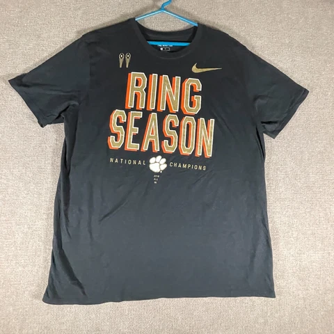 Clemson Tigers Ring Season Mens Size L/XL Black NCAA National Champs 2018 All In Cover