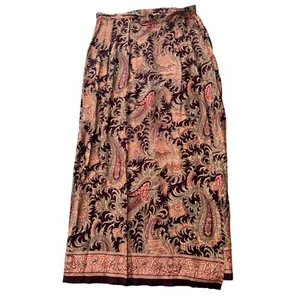 PRIVATE CONCEPTS VTG BROWN PAISLEY PRINT WRAP MAXI SKIRT WOMAN'S SIZE 12 | B2 - Picture 1 of 7