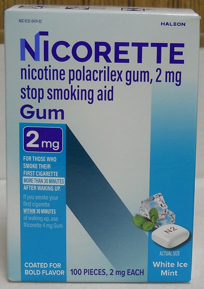 Goma recubierta Nicorette White Ice Mint 2 mg 100 piezas (paquete nuevo) Foto 1 de 1