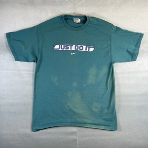 Camiseta Nike Vintage Años 90 Para Hombre Mediana Verde Azulado Just Do It Desteñida Centro Swoosh 1998 - Imagen 1 de 8
