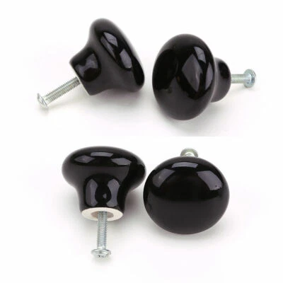 38mm Ceramic Door Knobs Drawer Cabinet Wardrobe Pull Handle Cupboard Black/White - Image 1 of 4