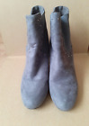 Ladies Faux Suede Pull On Ankle Boots Stud Detail Size EU 38/UK5 Light Grey