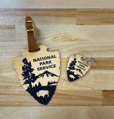 ZUMA GRAPHICS Engraved National Park Service (1) 4" x 3" Luggage Tag & (1) 2" x 1.5" Key Chain