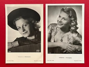 2 x actor photo postcard around 1935 VICTORIA VON BALLASKO (125810