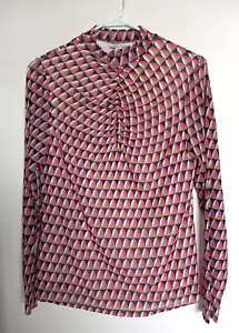 Cato Shirt Damen M Geo Prints Langarm zum Binden hochgeschlossen gefüttert - Bild 1 von 3