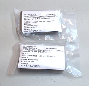 Lot of 2 USGI Compressed First Aid Camouflaged Muslin Field Dressing Bandages - Picture 1 of 3