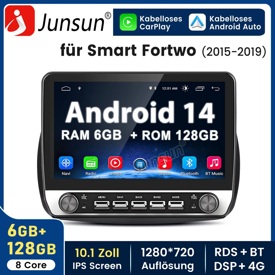 6GB+128GB Für Mercedes Benz Smart Forfour Fortwo 453 10.1" Carplay Autoradio GPS - Bild 1 von 4
