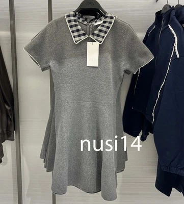 ZARA НОВЫЙ ЖЕНЩИНА КОРОТКИЙ КОНТРАСТ ВОРОТНИК ПЛАТЬЕ СЕРЫЙ S, M, L 5063/847/802 - Изображение 1 из 2