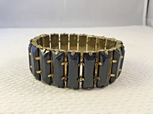 Vintage statement 1950s Expandable Bracelet, black and gold - Picture 1 of 4