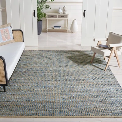 Tapete de área coleção Cape Cod - 5' x 8', natural e azul, feito à mão tecido plano C... - Imagem 1 de 4