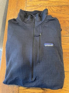 Chaqueta Patagonia R1 Reguladora 1/2 Cremallera Para Hombre Grande Negra Tejido Gofre Rejilla Vellón - Imagen 1 de 11