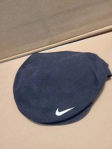 VINTAGE Nike Black Flat Cap Medium Newsboy bianco Swoosh Golf Cabbie RN56323 - Foto 1 di 9
