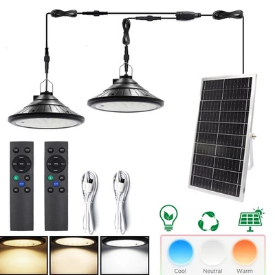2x LED Solarlampen Pendelleuchte Hängelampe mit Fernbedienung IP66 dimmbar Außen - Bild 1 von 4
