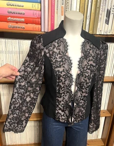 M&S Damen 12 Sakko Blazer Spitze gewellt Party Cocktail nude Prinzessinnenärmel - Bild 1 von 13