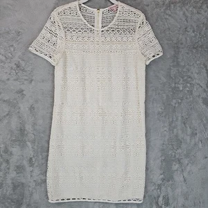 Juicy Couture Lace Shift Mini Dress Womens Size 4 Cream Short Sleeve Lined - Picture 1 of 8