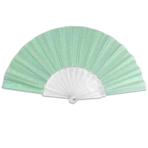 Fairy Blue Glitter Hand Fan - Small Handheld Clack Fan for Raves & Festivals - Picture 1 of 8