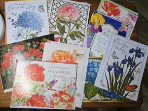 10 Birthday Cards- Florals with Matching Envelopes- Beautiful Elegant - Picture 1 of 14