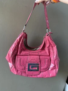 Seltene rosa Guess Schultertasche Logo G Krokodil Mcbling Y2K Vintage *siehe Bilder* - Bild 1 von 12