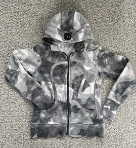 Sudadera con Capucha Lululemon Cremallera Completa Gris Camuflada Talla 4 Pequeña Usada en Excelente Condición - Imagen 1 de 3