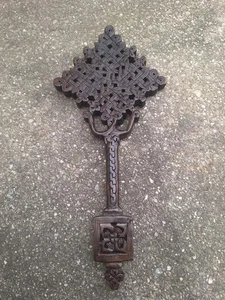 Vintage Ethiopian Coptic Cross Hand Carved Orthodox Christian Blessing Wooden - Picture 1 of 2