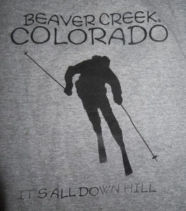 Vintage Anvil Label - BEAVER CREEK Colorado "It's All Down Hill" (XL) T-Shirt - Picture 1 of 3