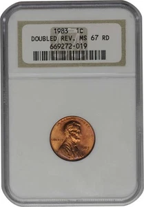 1983 DOUBLE DIE REVERSE CENT🌟NGC MS 67 RD! OLD HOLDER! HIGH GRADE PENNY ERROR! - Picture 1 of 3