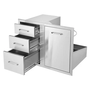 30W x 23H Outdoor Kitchen BBQ Island Door Drawer Combo Access Drawers - Picture 1 of 12