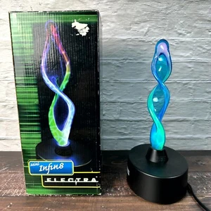 Lumisource Mini Infin8 Electra Hand Blown Glass Blue Swirl Lamp w/ Box 13.5 Tall - Picture 1 of 14