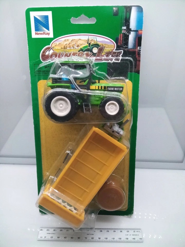 NewRay 1:32 Scale? - Farm Tractor & Trailer - Hay Bale - Plastic Play Set - Image 1 of 4