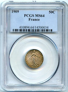 France III Republic 50 Cents Sower 1909 PCGS Ms 64 - Picture 1 of 2