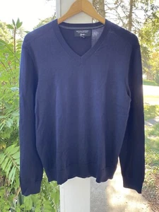 Banana Republic Sweater Mens Medium Barrufa Navy Italian Wool V Neck - Picture 1 of 7