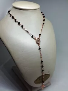 Collar Plata Mujer Rosario Virgen Cruz Ramata Circonitas Negros CM 50 - Imagen 1 de 3