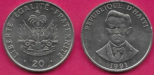 HAITI 20 CENTIMES 1991 UNC BUST CHARLEMAGNE PERALTE,NATIONAL HERO,BUST FACING,Sc - Picture 1 of 1