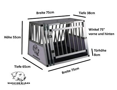 DOGHEAD Hundetransportbox Alu 75x65x55 PRO Notausstieg - 7565DGP - Hundebox - Bild 1 von 4