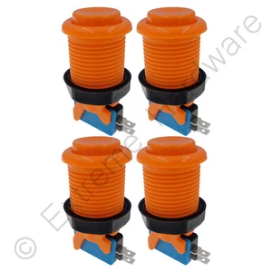 4 x Happ Style 28 mm runde klassische Arcade Tasten & Mikroschalter (orange) - MAME - Bild 1 von 1