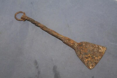 Antique Iron Primitive Hand Forged Spatula Wrought Kitchen Tool . 19th C.  - Image 1 of 4